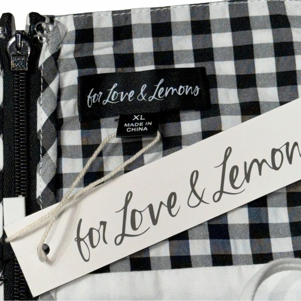 For Love & Lemons Black Gingham Georgia Midi Dress Womens XL - Picture 5 of 8